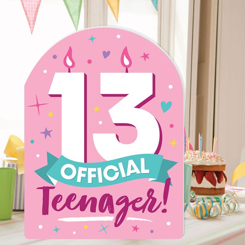 Big Dot of Happiness Girl 13th Birthday - Happy Birthday Giant Greeting Card - Big Shaped Jumborific Card - 16.5 x 22 inches