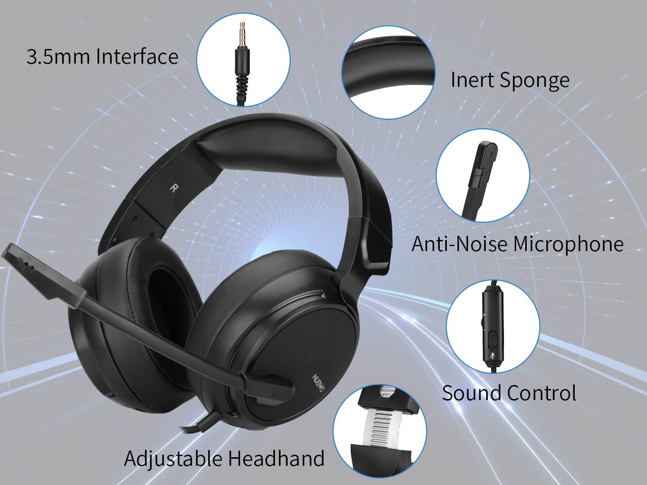 NUBWO Gaming Headset for PS4, Xbox One, PC Headset w/Surround Sound, Noise Canceling Over Ear Headphones with Mic, Compatible with PS5, PS4, Xbox One, Switch, PC, PS3, Mac, Laptop