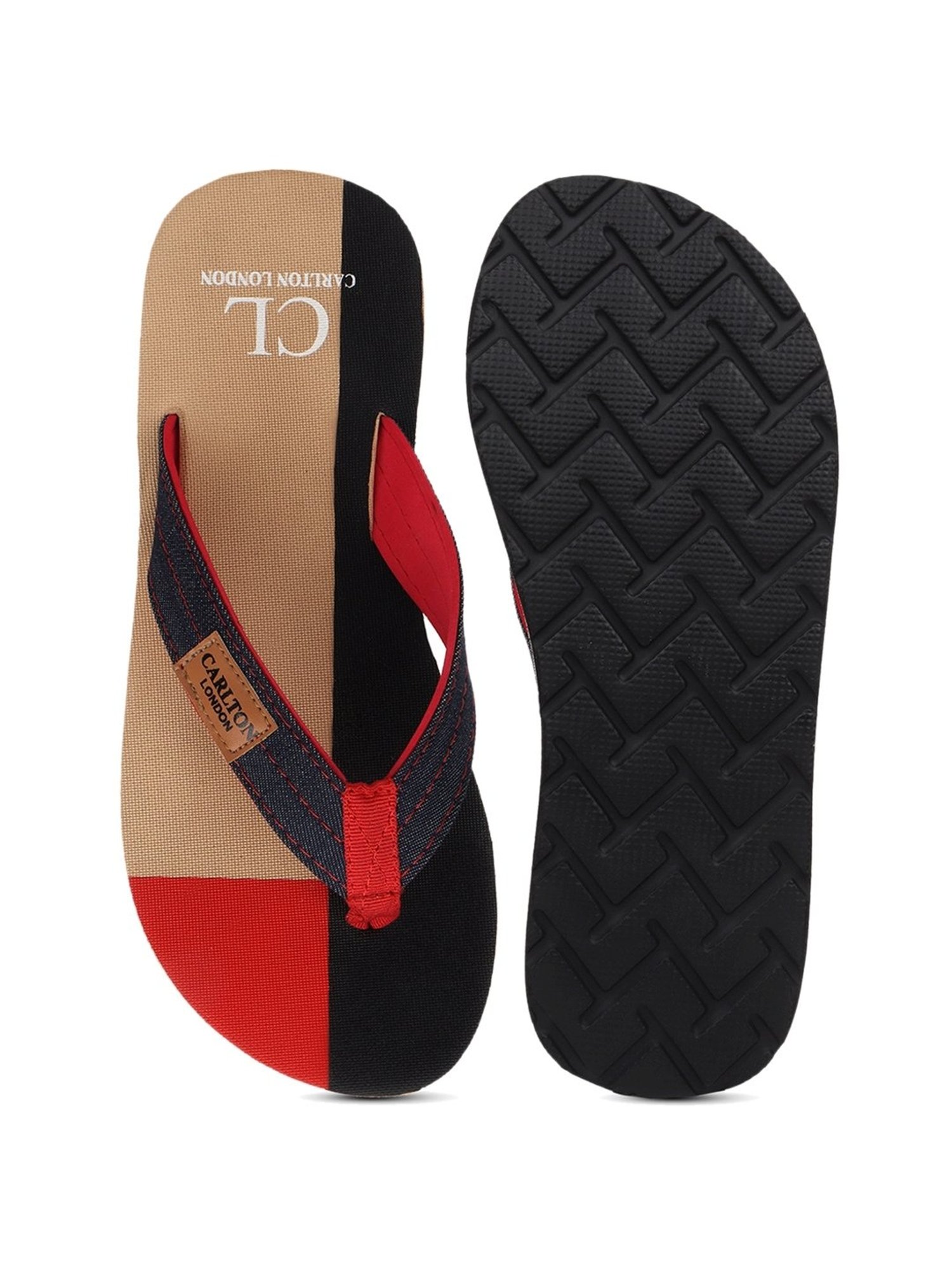 Carlton London Men's Beige Flip Flops