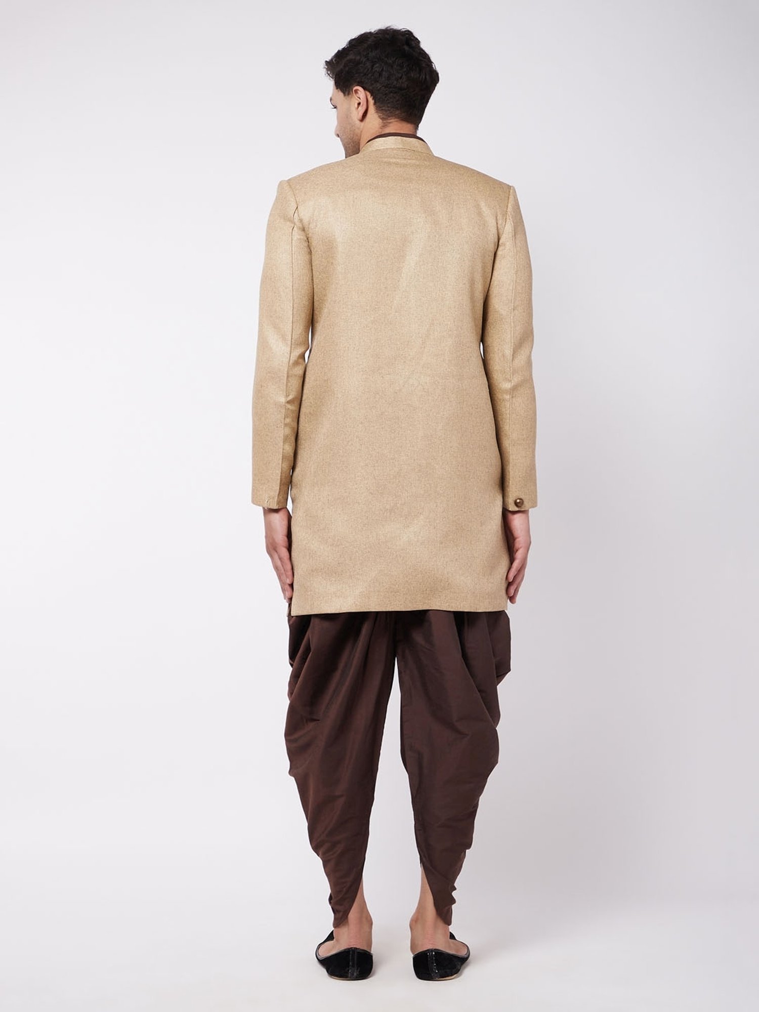 Benstoke Black & Maroon Regular Fit Sherwani Set