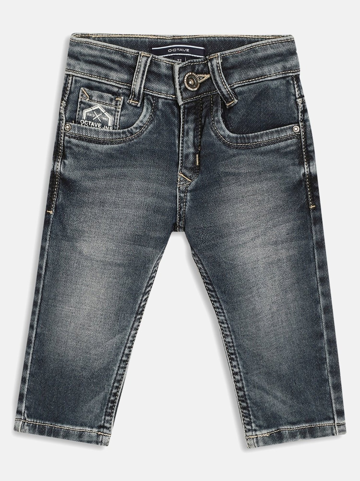 Octave Boys Espresso Grey Cotton Washed Jeans