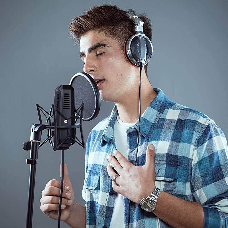 Microphone Condenser for Recording Streaming Podcasts on PC Mac Computer, Four Polar Patterns, Headphone Output, Volume & Mic Gain Control, Mute Button Plug & Play for Gaming YouTube Twitch