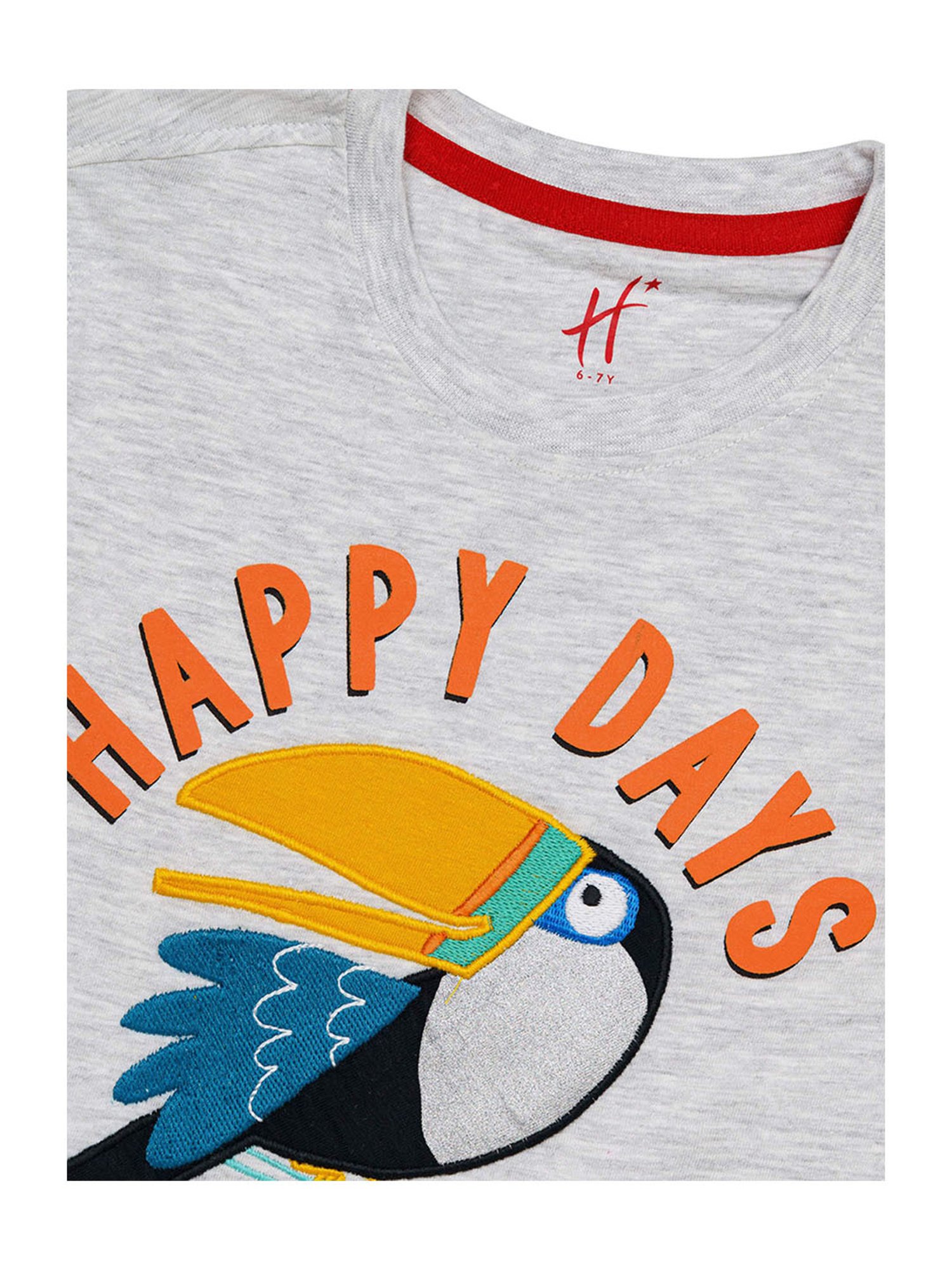 H by Hamleys Boys Grey Melange Printed T-Shirt