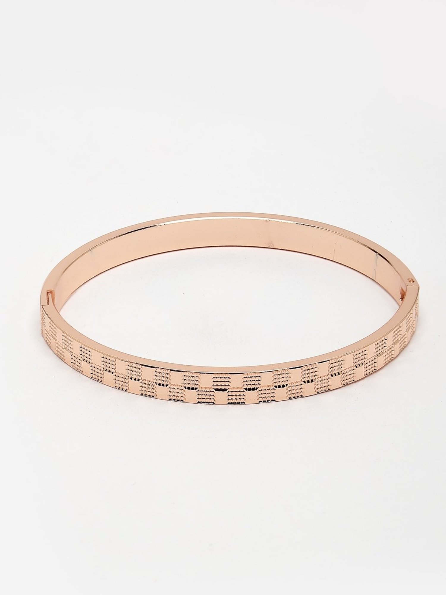 NVR Men Rose Gold Stainless Steel Kada Bracelet