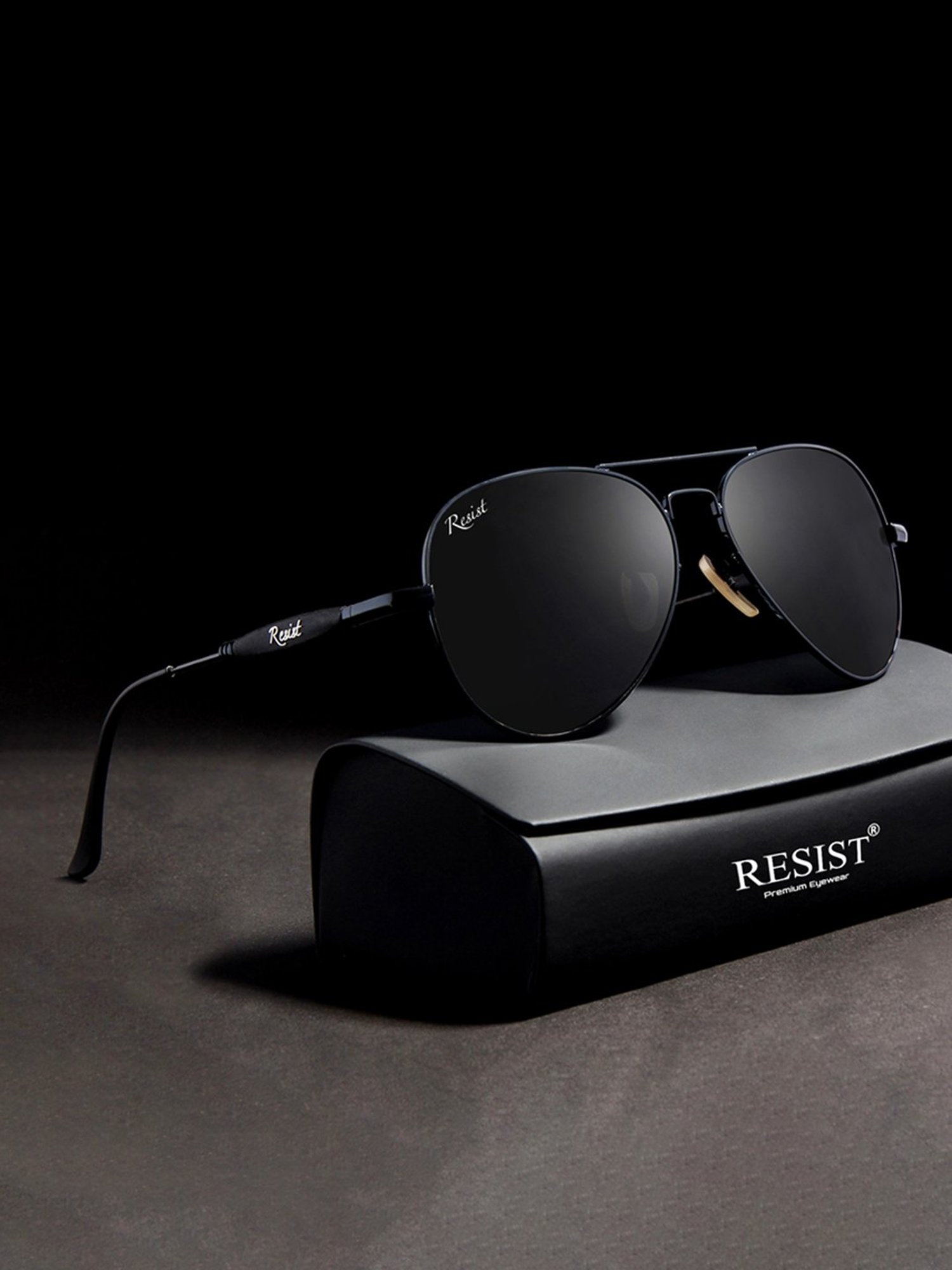 Resist Eyewear Black Aviator UV Protection Unisex Sunglasses