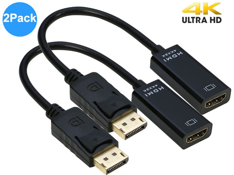 4K Displayport to HDMI Adapter Cable (3Pack),iXever DP Display Port to HDMI Male to Female Converter Adapter Gold-Plated Cord Compatible for Lenovo Dell HP