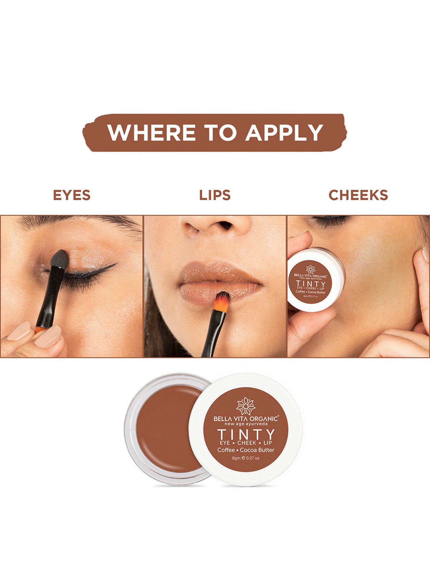 Bella Vita Organic Coffee 3 in 1 Tinty for Moisturizing & Nourishing - 8 gm