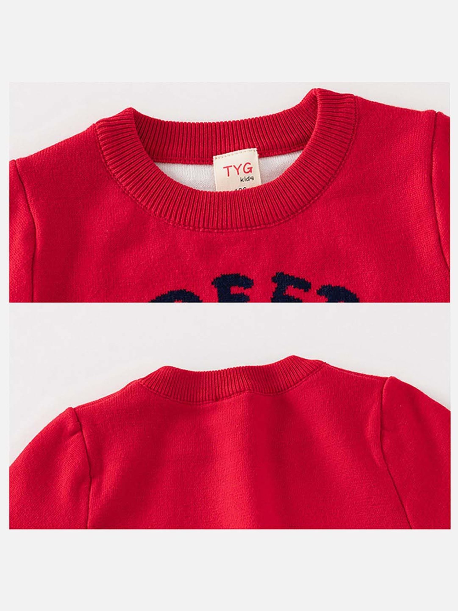 Little Surprise Box Kids Red & Navy Printed Full Sleeves Sweater