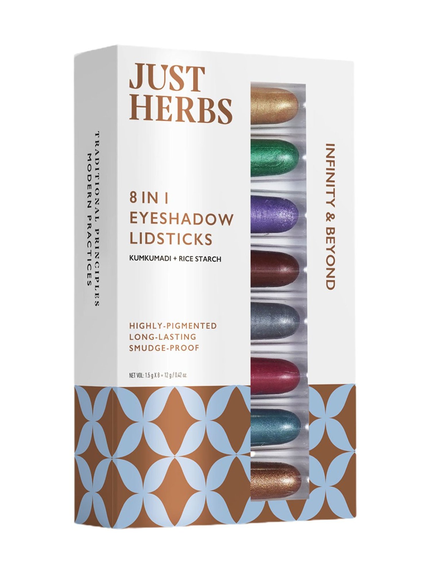 JUST HERBS 8 In 1 Eye Shadow Lidsticks Infinity & Beyond - Pack of 8