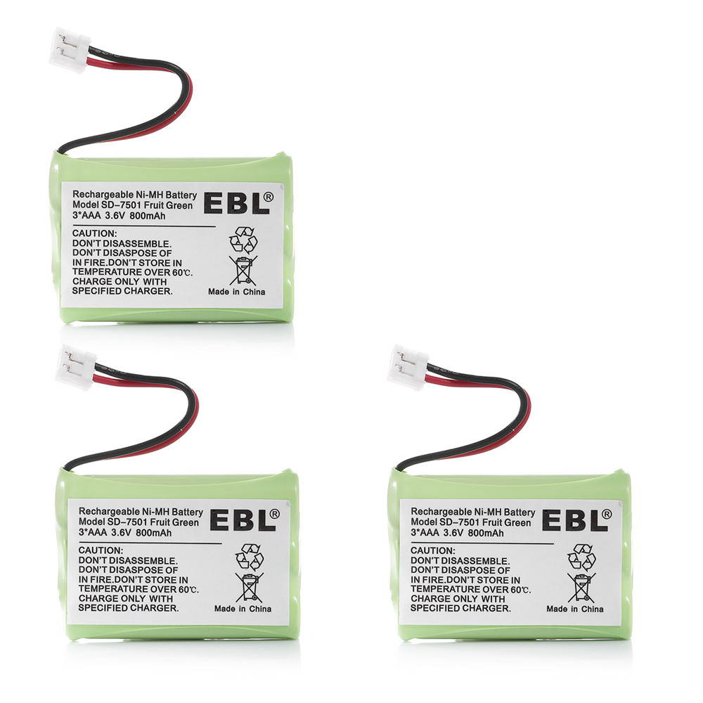 EBL 3 Pack 3.6V 800MAH  NiMH Rechargeable Cordless Phone Battery for Motorola MD-4260 MD-7101 MD-7151 MD-7161 MD-7250 and More