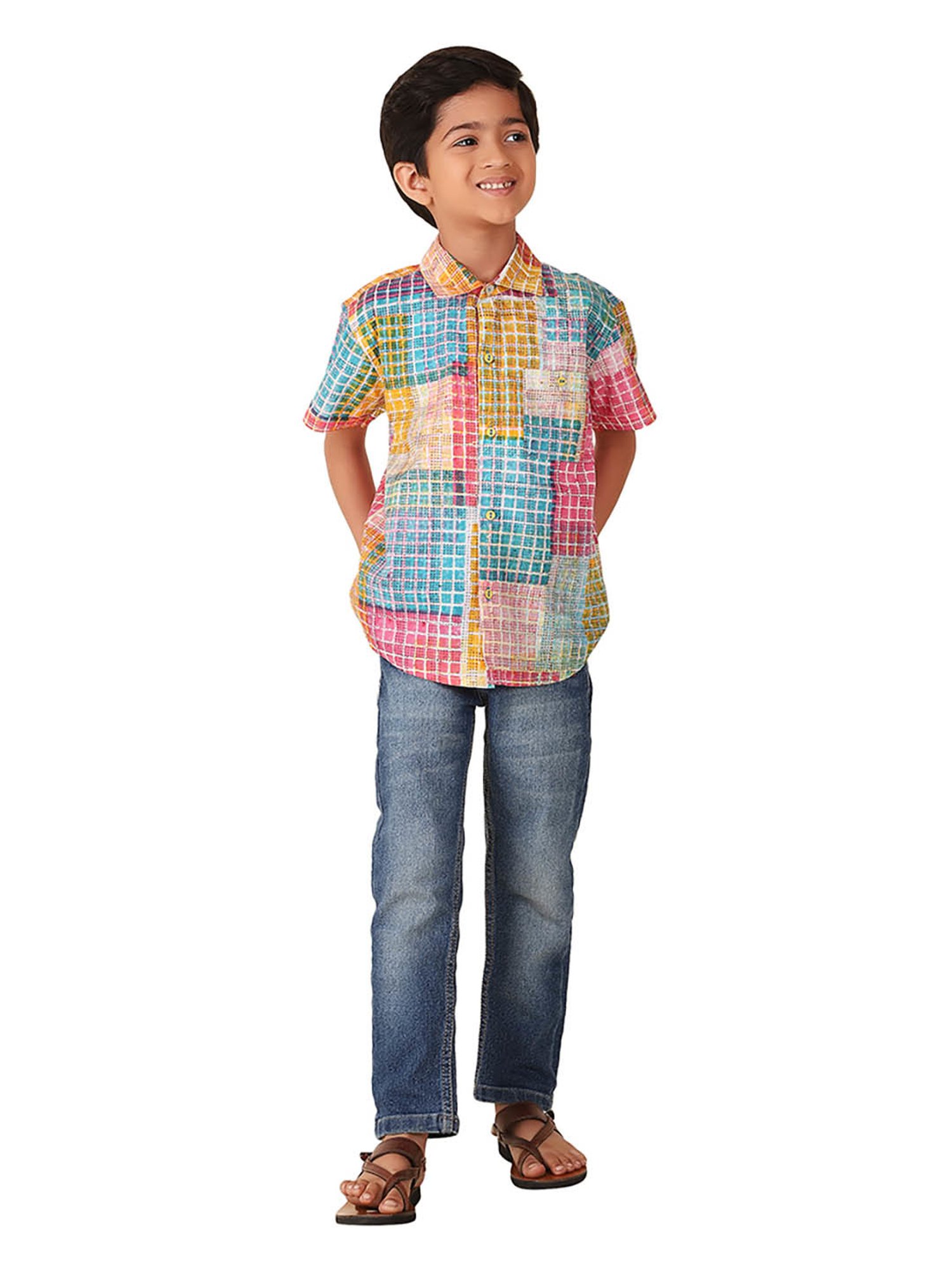 Fabindia Kids Multicolor Printed Shirt