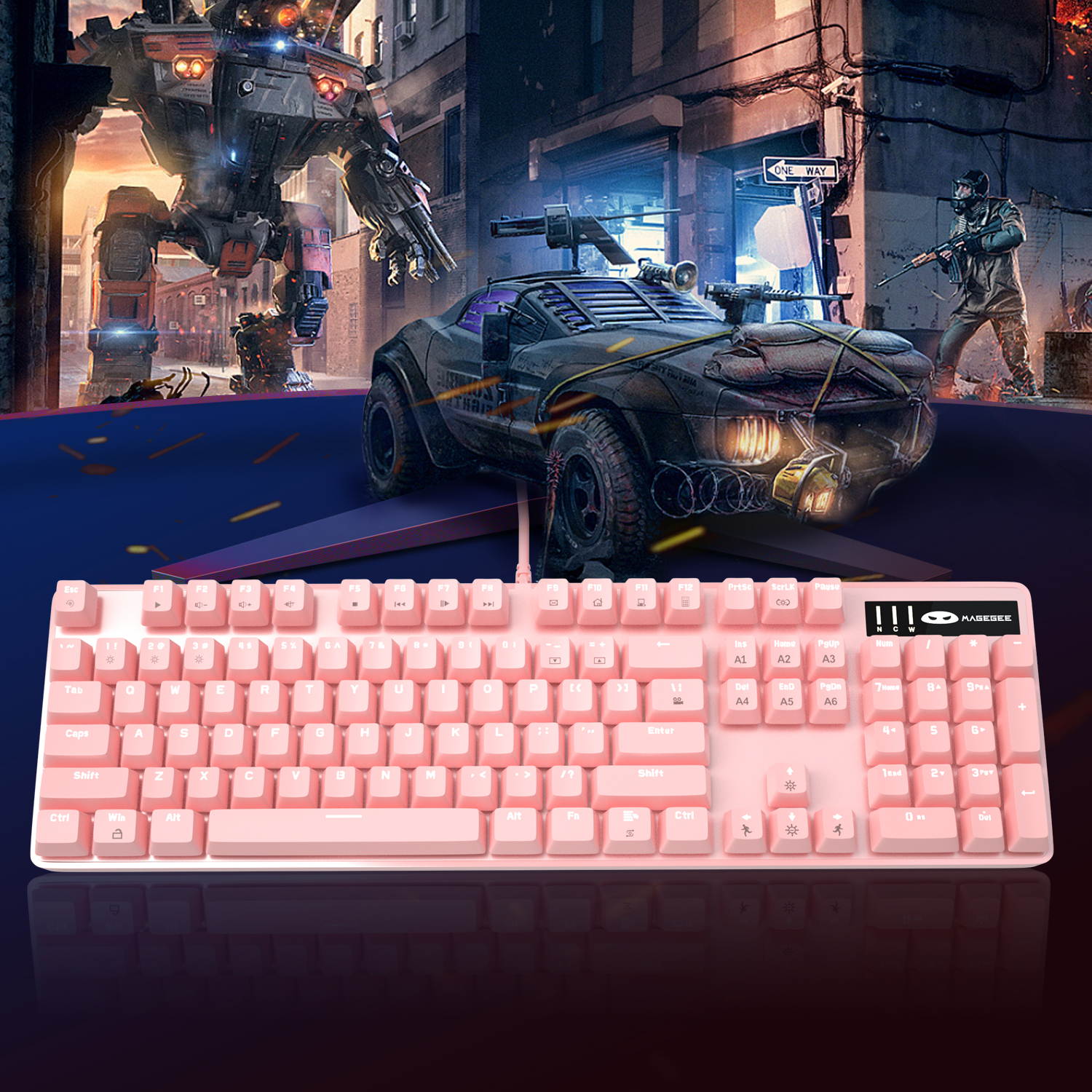 Mechanical Gaming Keyboard and Mouse Combo, MageGee MK-Storm 104 Keys Rainbow Backlit Keyboards, Black Switches, 7 Button Mouse Wired for PC Gamer Computer Laptop