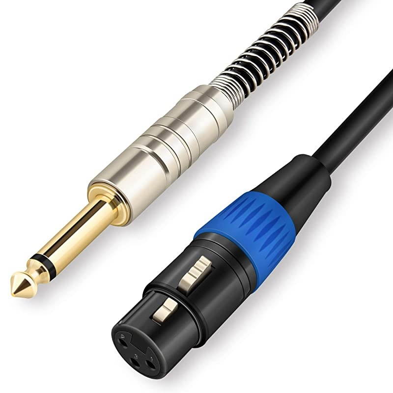 XLR Female to 1/4" 6.35mm Mono TS Cable, Unbalanced XLR Female to 1/4" TS Plug Microphone Cable, 6.6 Feet -