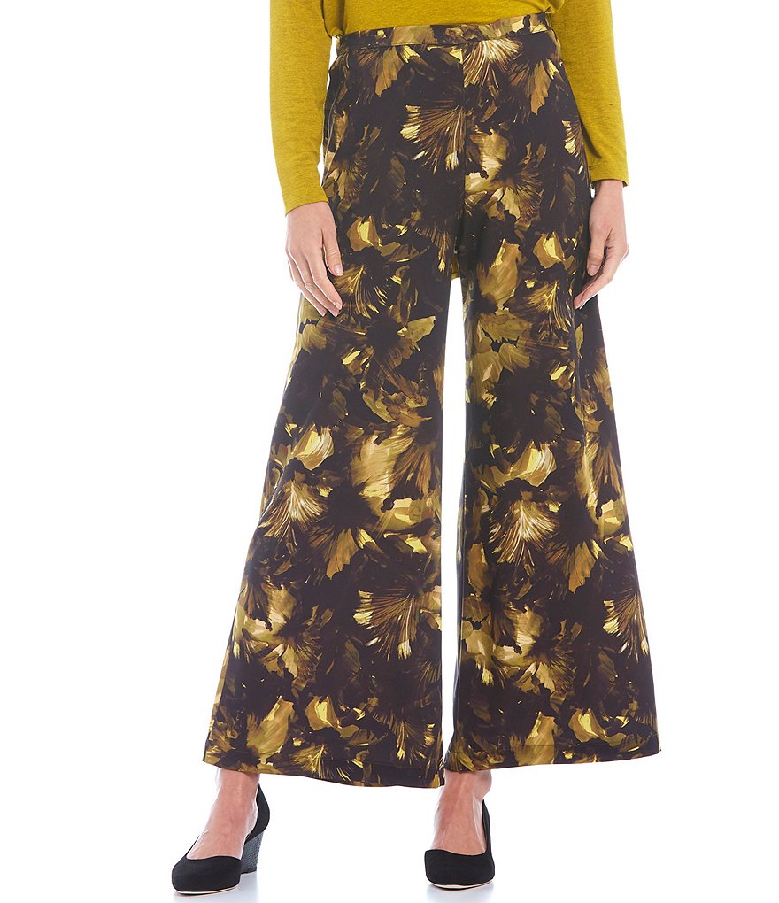 Bryn Walker Printed Stretch Woven Wide-Leg Pull-On Pants