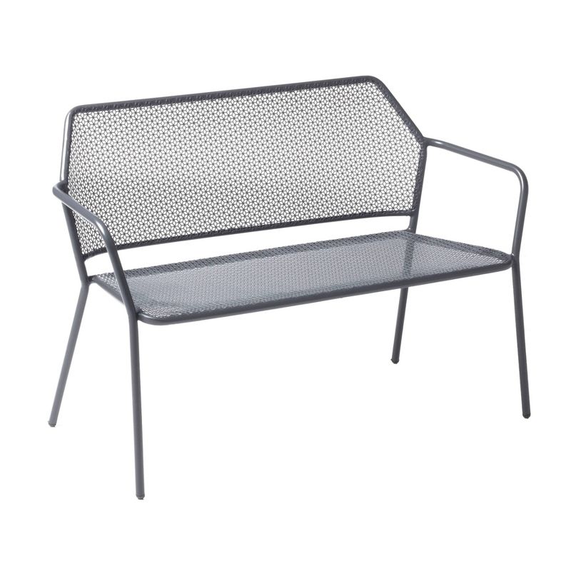 Wrought Iron Martinin Garden Bench - Gray - Alfresco Home