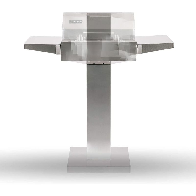 Coyote Outdoor Living C1ELCT21 Stainless Steel Freestanding Durable Pedestal Stand with Side Shelves and Weighted Base for Portable Electric Grill