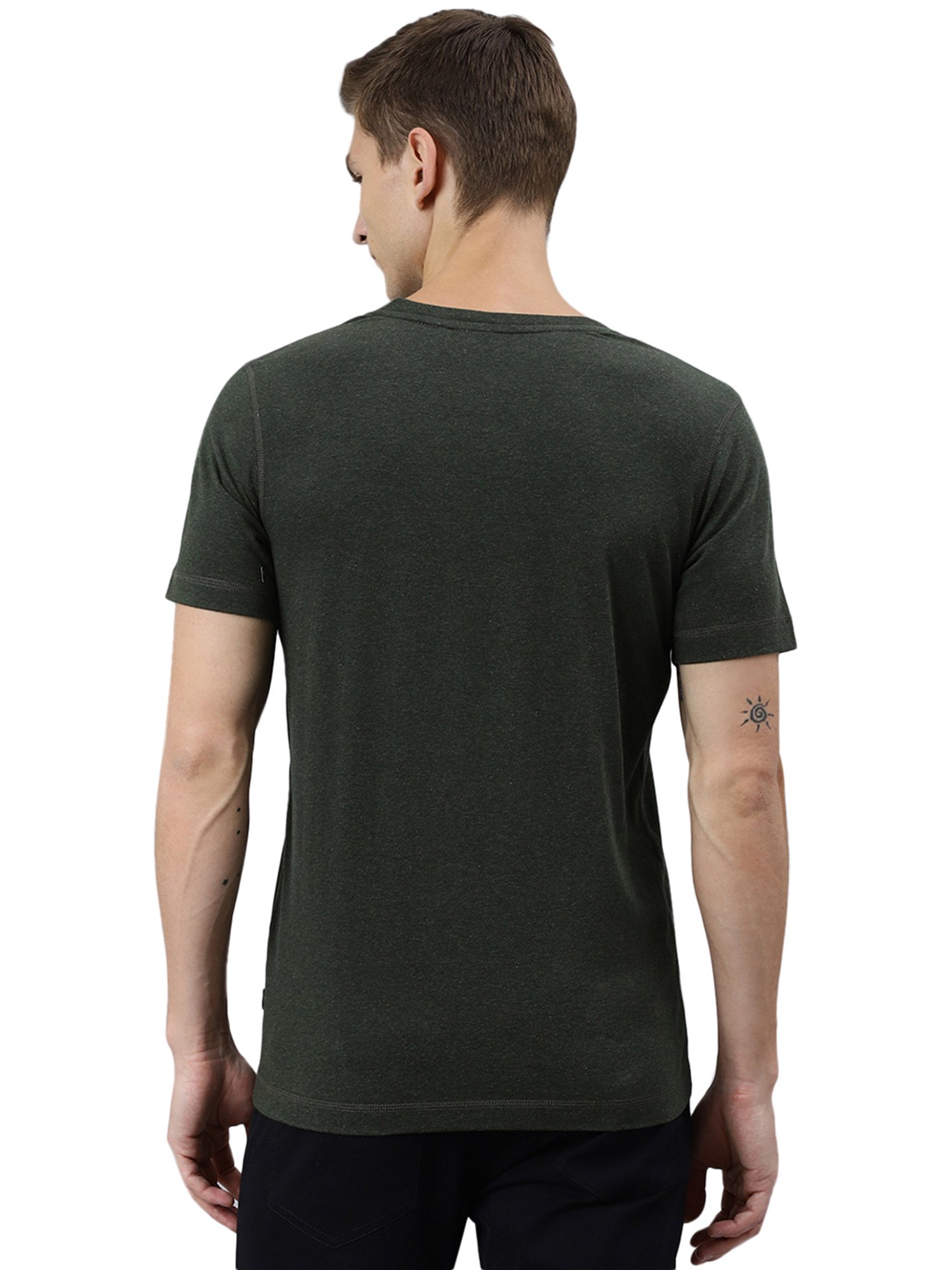 Woods Olive Melange V-Neck T-Shirt