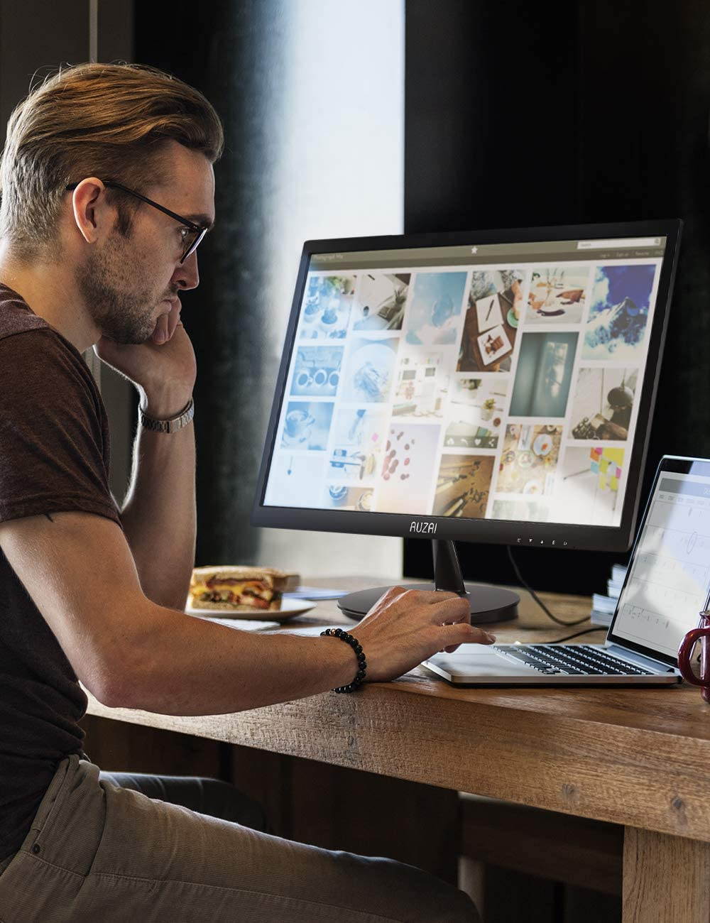 AUZAI 21.5 inch Computer Monitor, 1080p FHD LED Computer Monitor for Business 75Hz 5ms with VESA Mounting Eye Care Anti Glare Panel Tilt HDMI VGA Port, Black