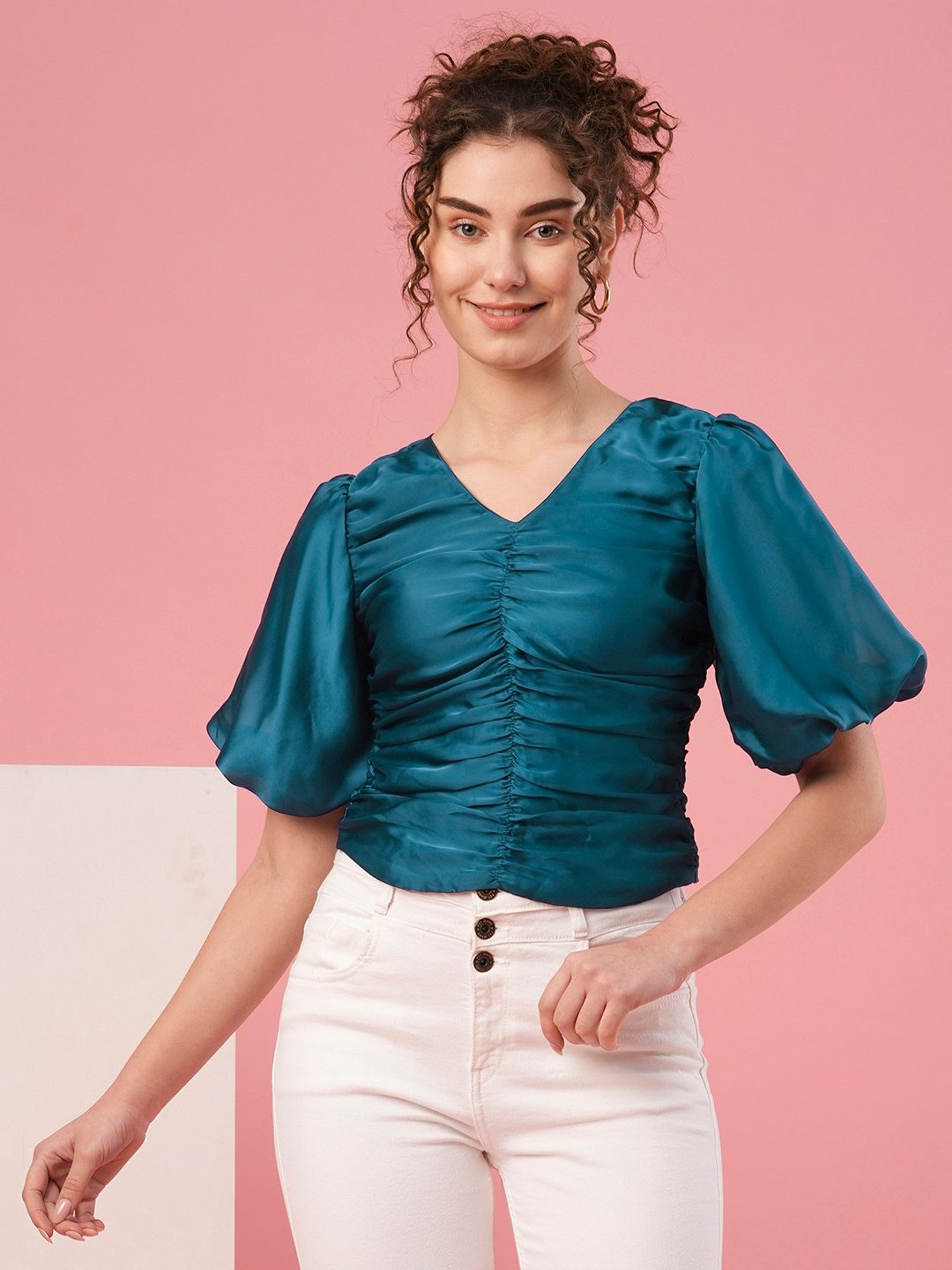Globus Teal Regular Fit Top