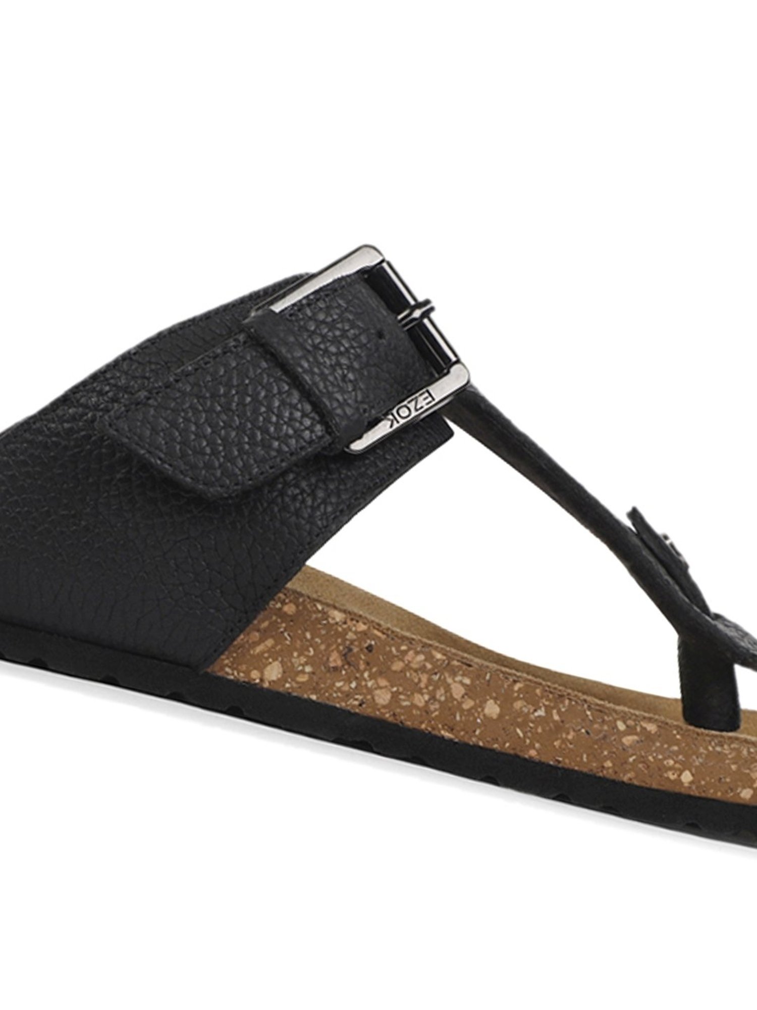 EZOK Men's Black T-Strap Sandals