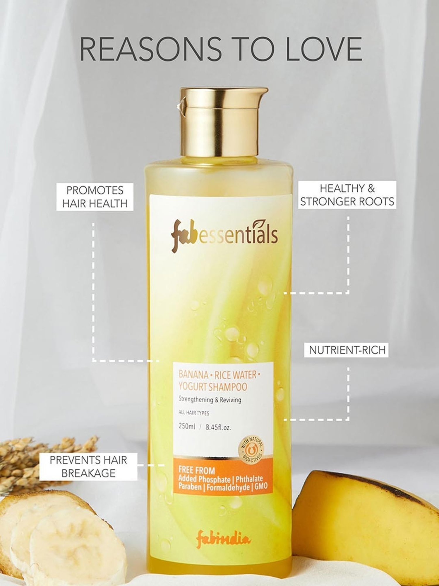 Fabessentials Banana, Rice Water & Yogurt Shampoo - 250 ml