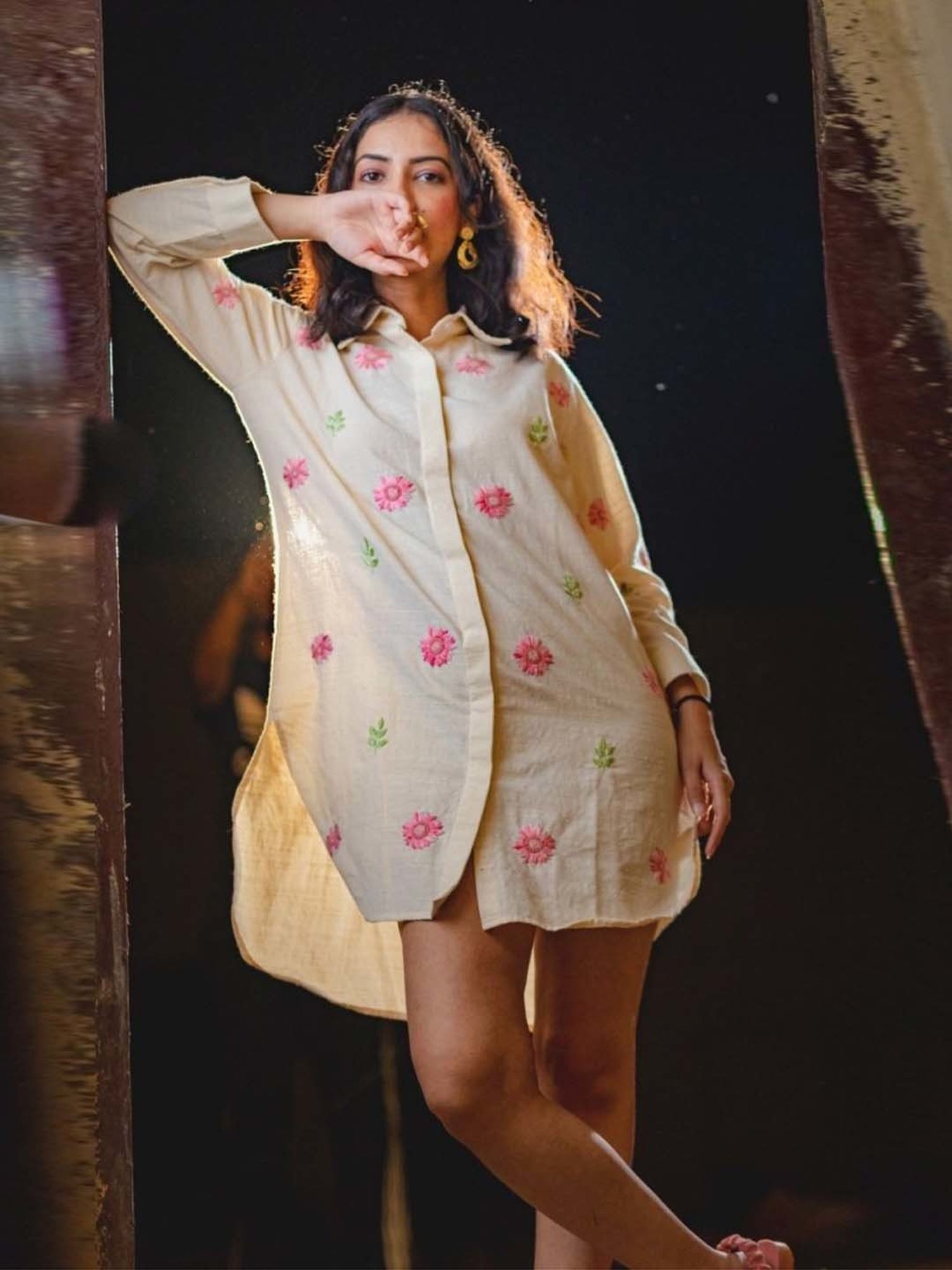 Mushio Off White Nargis Handwoven Cotton Slub Shirt