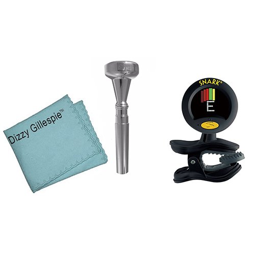 Dizzy Gillespie Elite Series Trumpet Mouthpiece Pack w/Dizzy Gillespie Trumpet Cleaning Cloth + Snark SN8 Super Tight Tuner