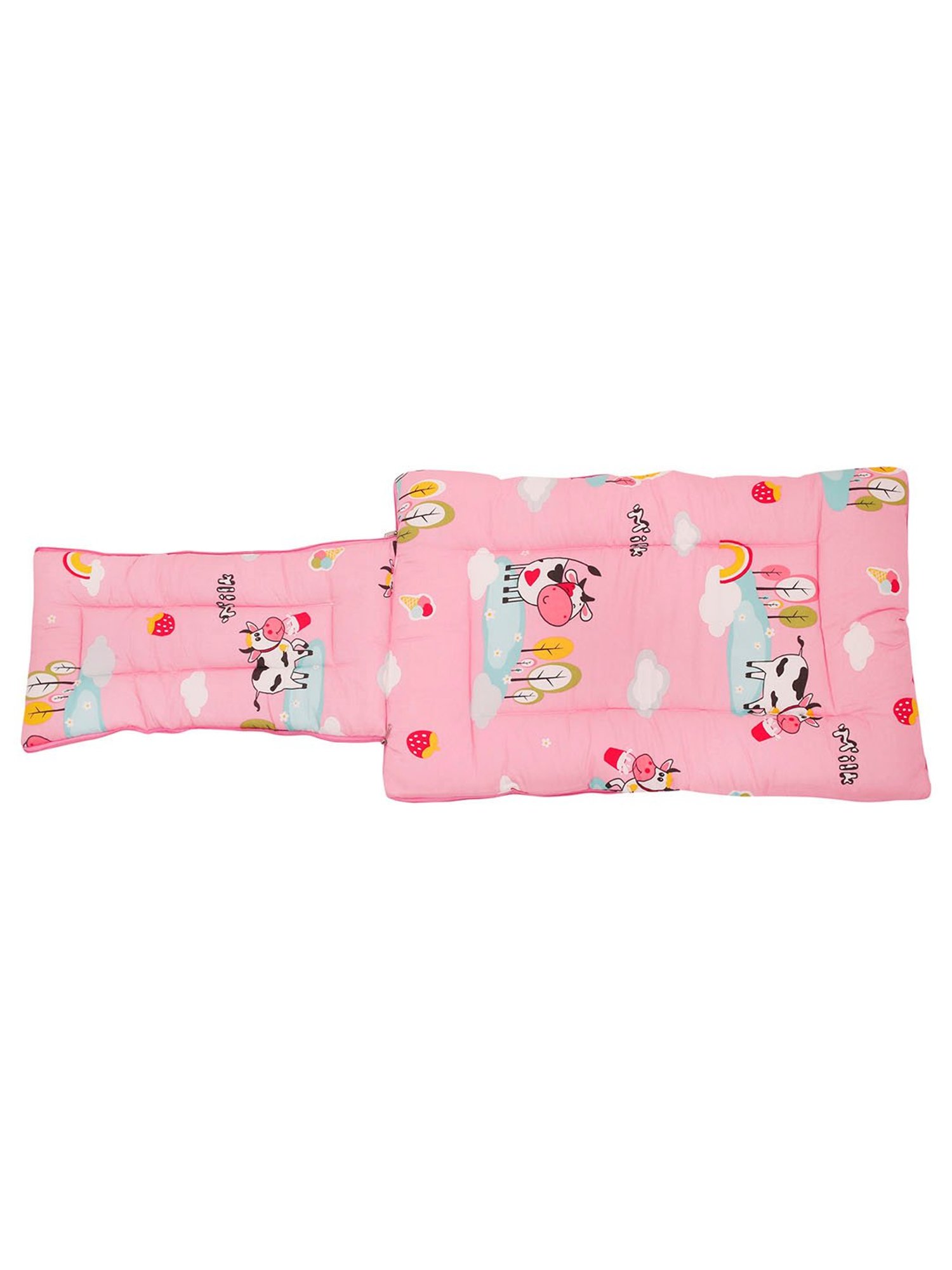 Baby Moo Vintage Ride Yellow Mattress with Fixed Neck Pillow and Bolsters