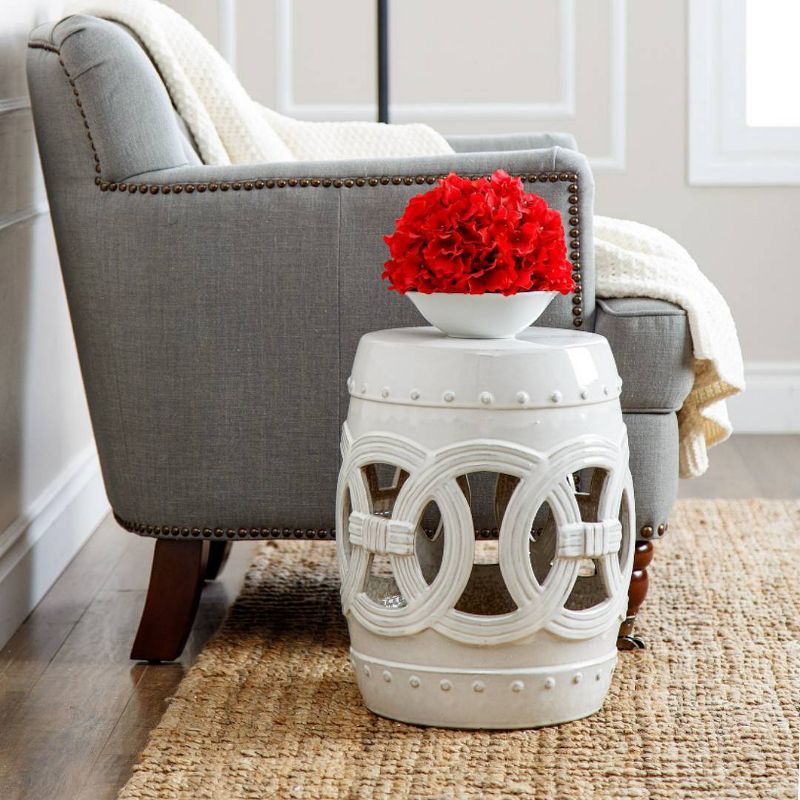 Moroccan Ceramic Garden Stools (Set of 2) White - Abbyson Living