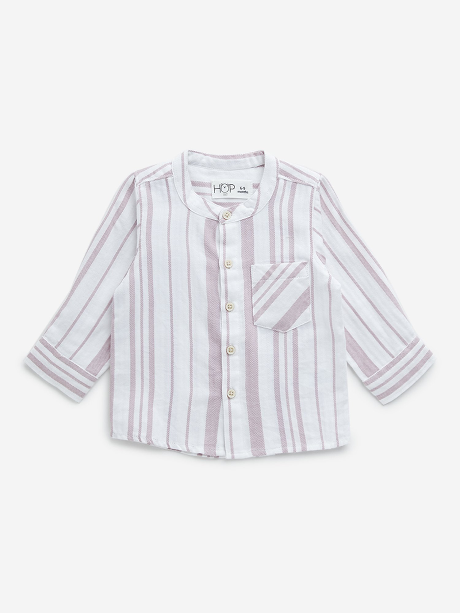 HOP Baby by Westside Dusty Pink Striped Seersucker Cotton Shirt