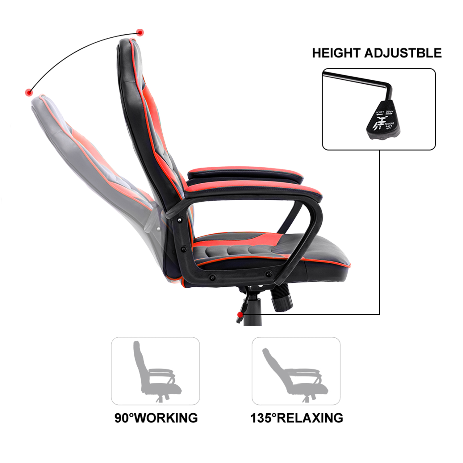 Gaming Chair Ergonomic Leather Recliner Racing Computer Chair High Back Adjustable Swivel Executive office Desk Chair E-Sport Video Game Chair with Lumbar Support