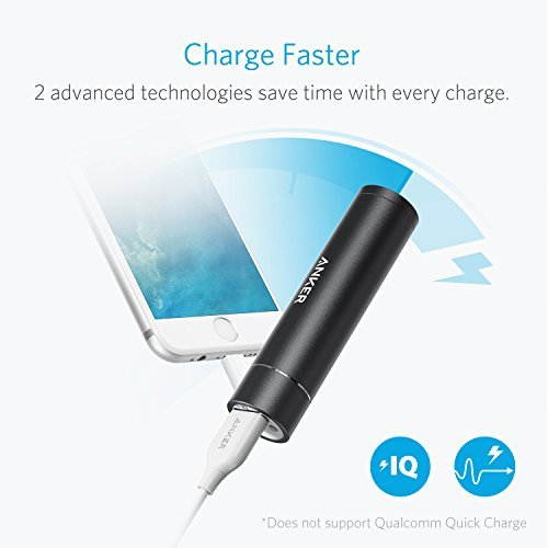 Power Bank, Premium Aluminum PowerCore+ mini, 3350mAh Lipstick-Sized Portable Charger (3rd Generation,  High Performance ), One of the Most Compact External Batteries, Powerful chargers -- New , Black