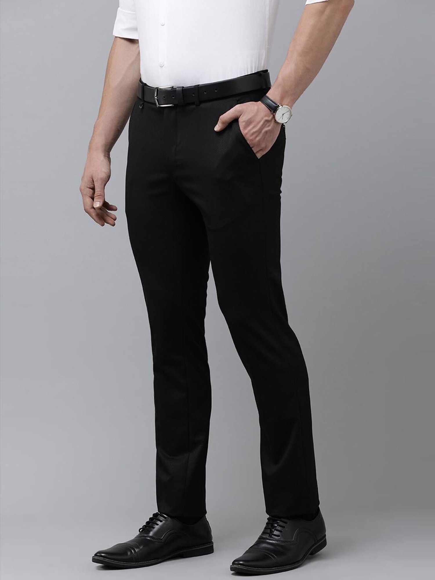 V Dot Black Skinny Fit Trousers