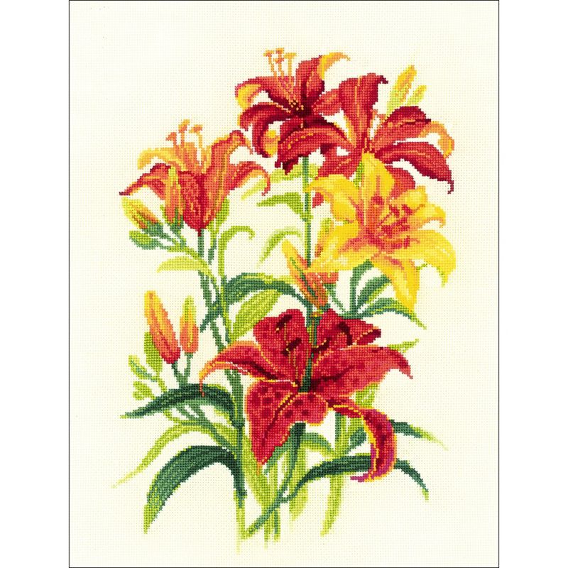 RIOLIS Counted Cross Stitch Kit 9.75"X13"-Tiger Lilies (18 Count)