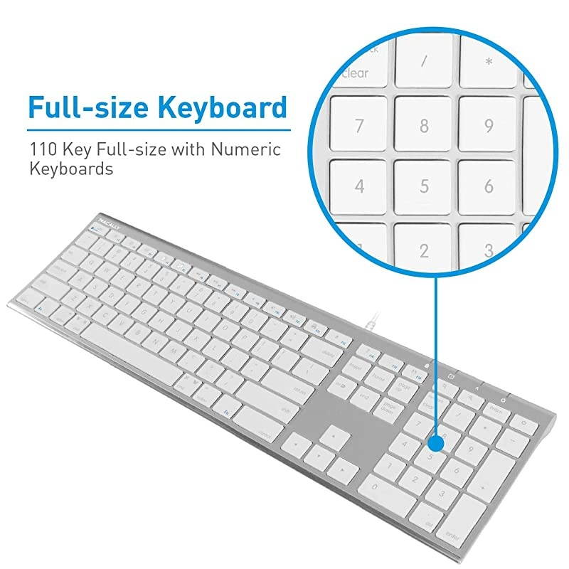 Wired USBC Keyboard  UltraSlim USB Type C Keyboard for Apple MacBook ProAir Laptops iMac Pro Desktop Computers iPad Chromebook Notebook Plug and Play No Drivers Aluminum Silver