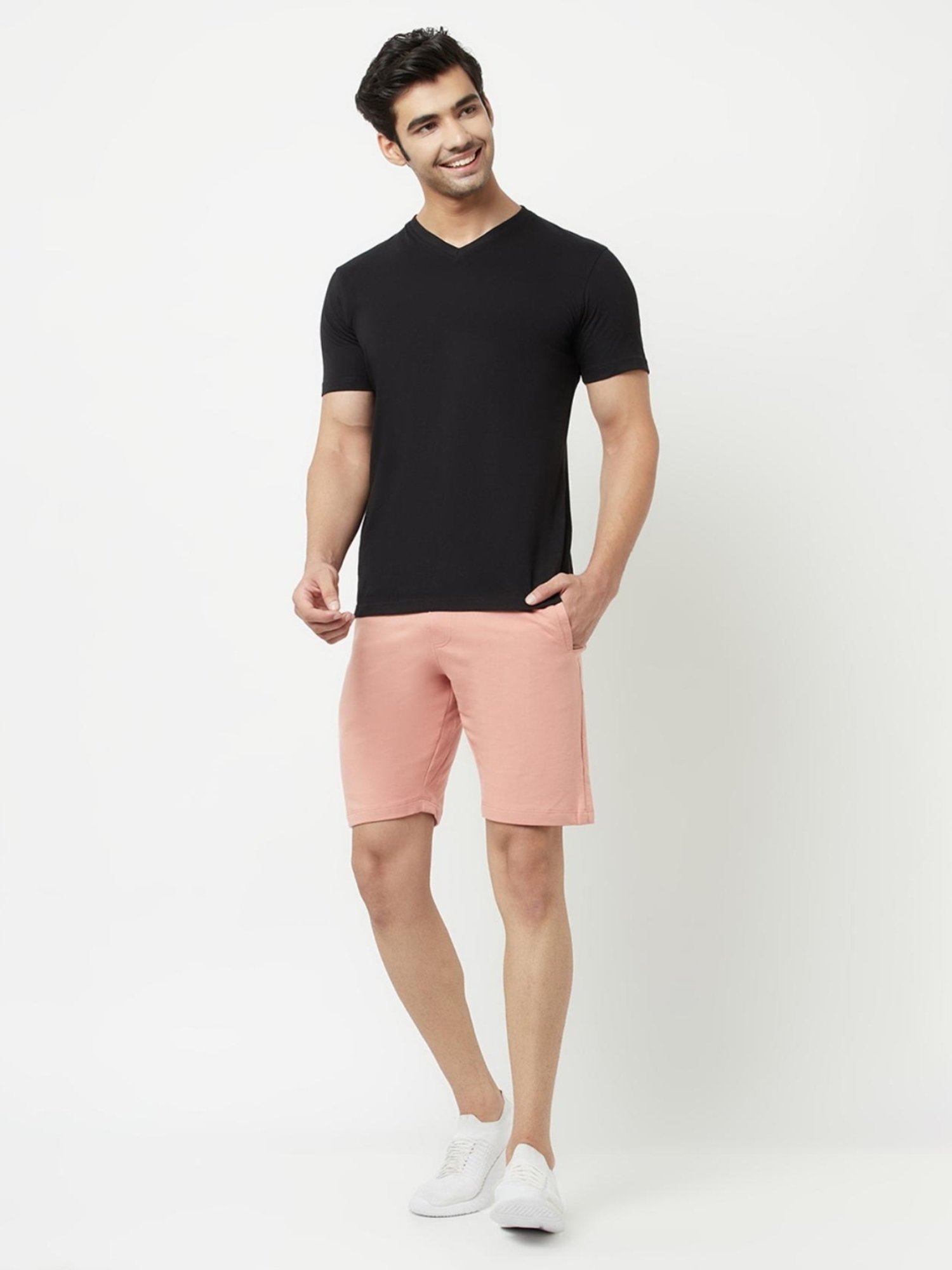 The Daily Outfits Orange Cotton Regular Fit Shorts