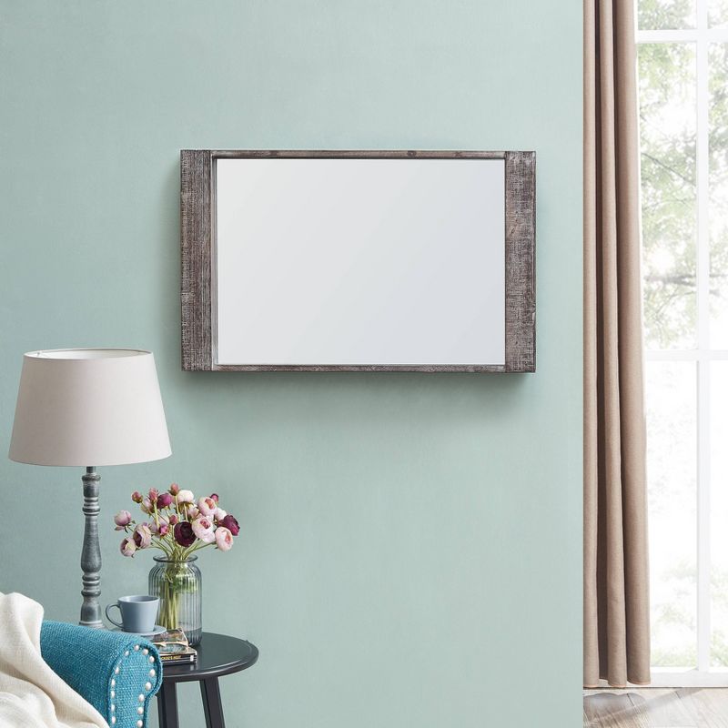 32" x 20" Rectangular Wall Mirror Distressed Wood Gray - Danya B.