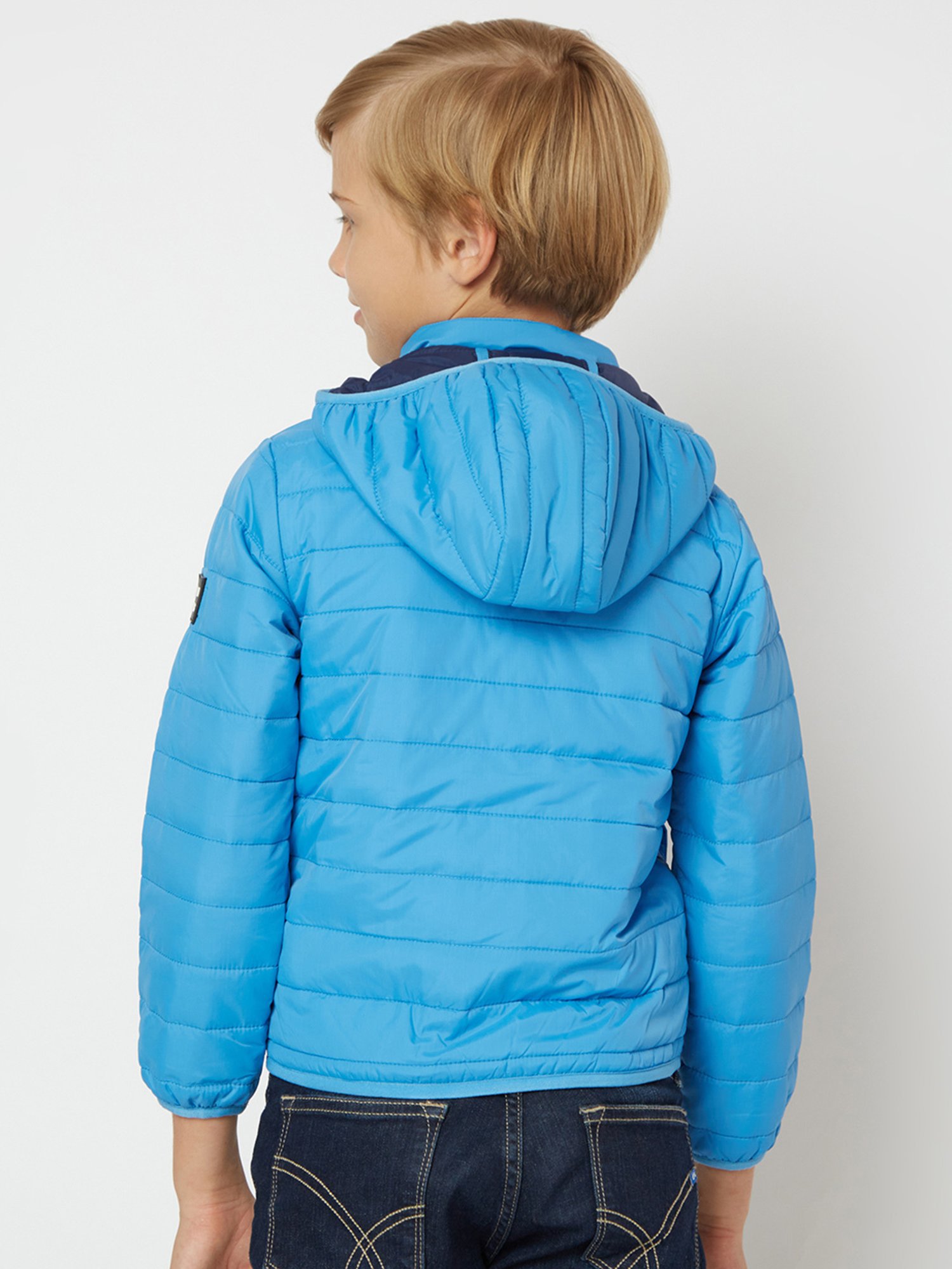 GAS Kids Blue Solid Full Sleeves Reversible Puffer Jacket