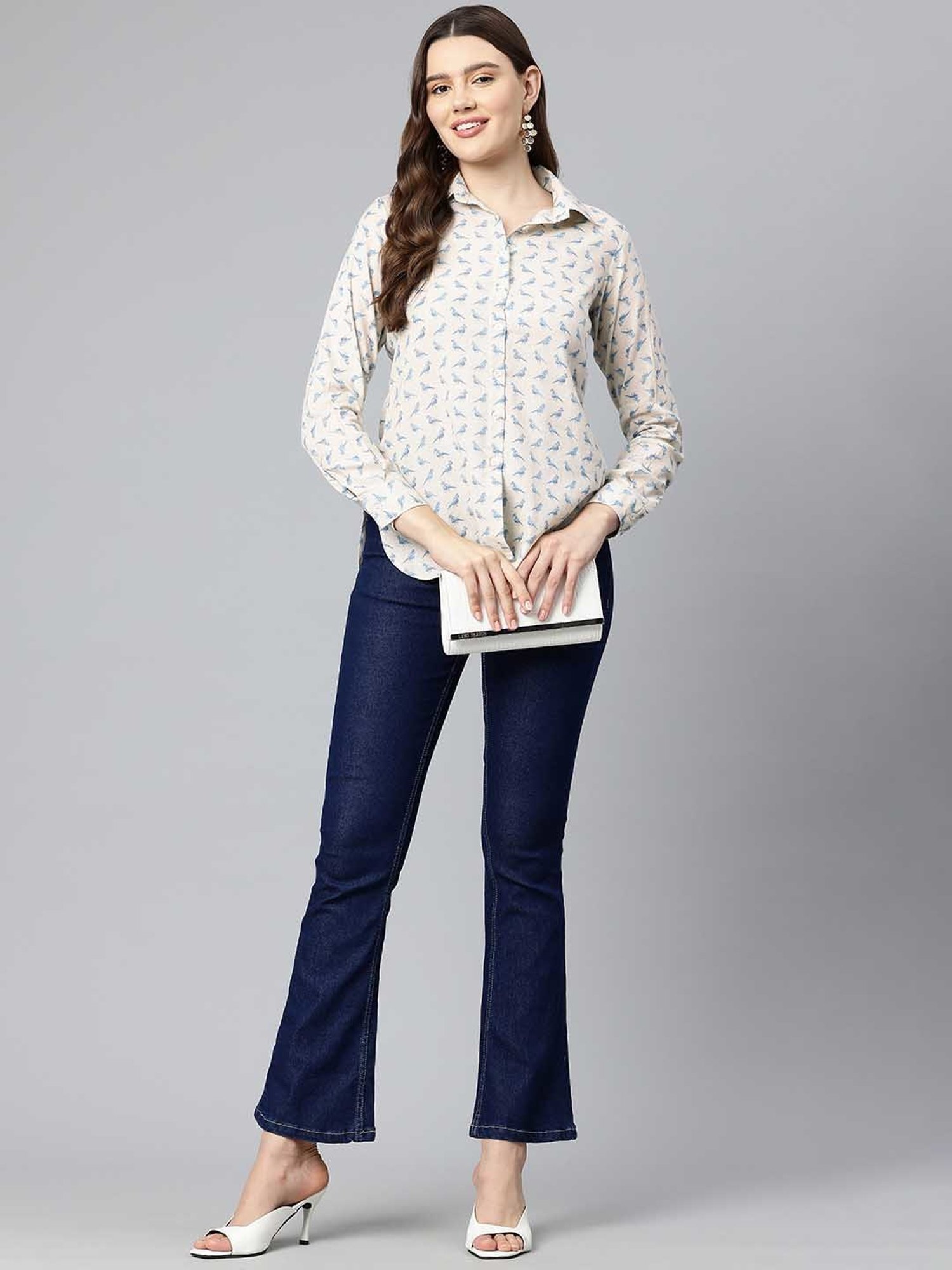 One Femme Off White Self Design Shirt