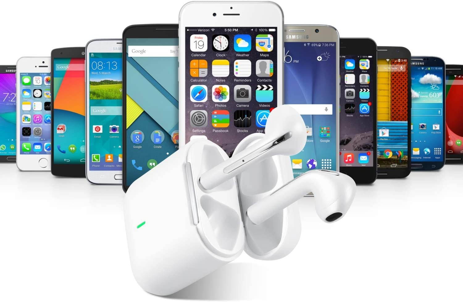 Dartwood True Wireless Earbuds - Portable Splashproof Headphones with Bluetooth Connectivity, Immersive Sound, Mic and Volume Control (White)