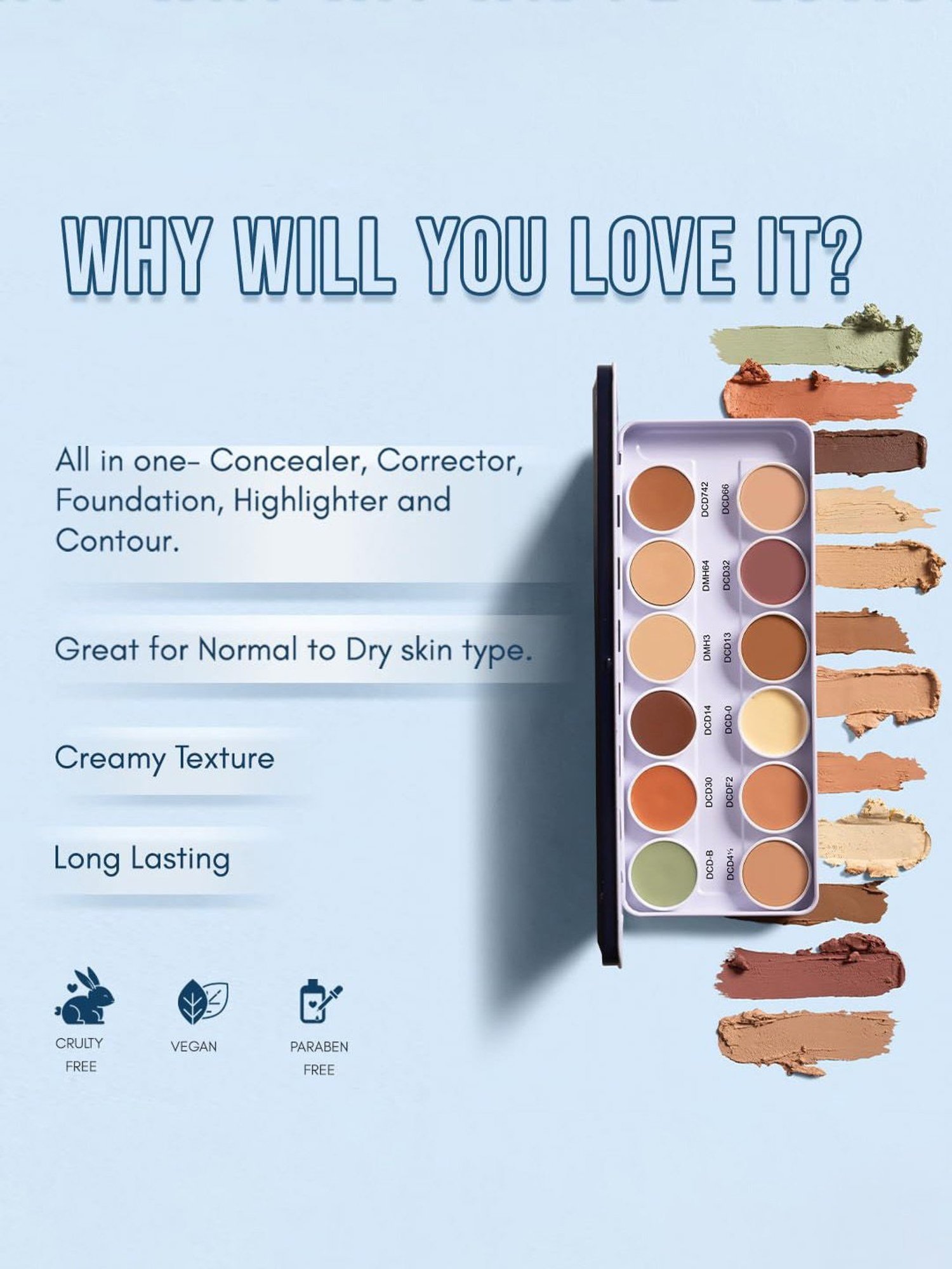 C2P PROFESSIONAL MAKEUP Ultra HD 12 in 1 Dermashield Must Have Concealer Palette - 42 gm