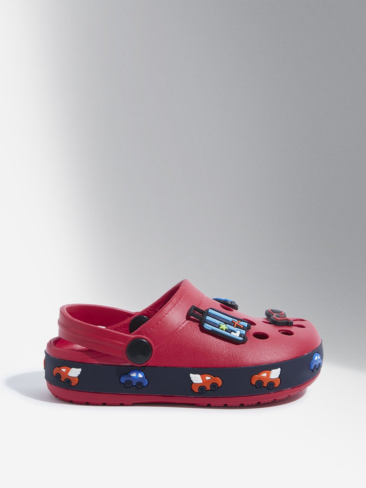 Yellow by Westside Red Car Applique-Detailed Perforated Clogs
