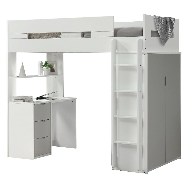 Nerice Loft Bed White/Gray - Acme Furniture