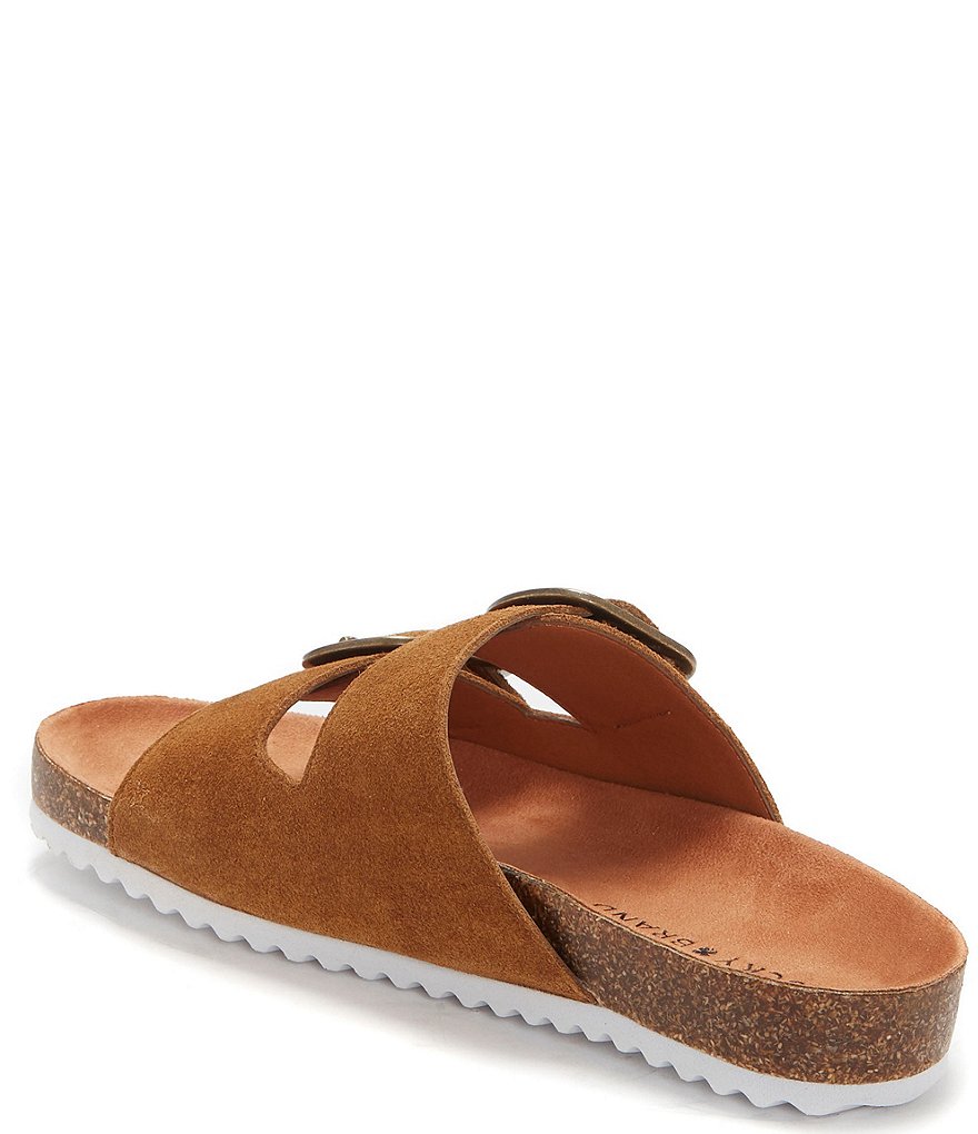 Lucky Brand Mella Leather Double Strap Footbed Slides