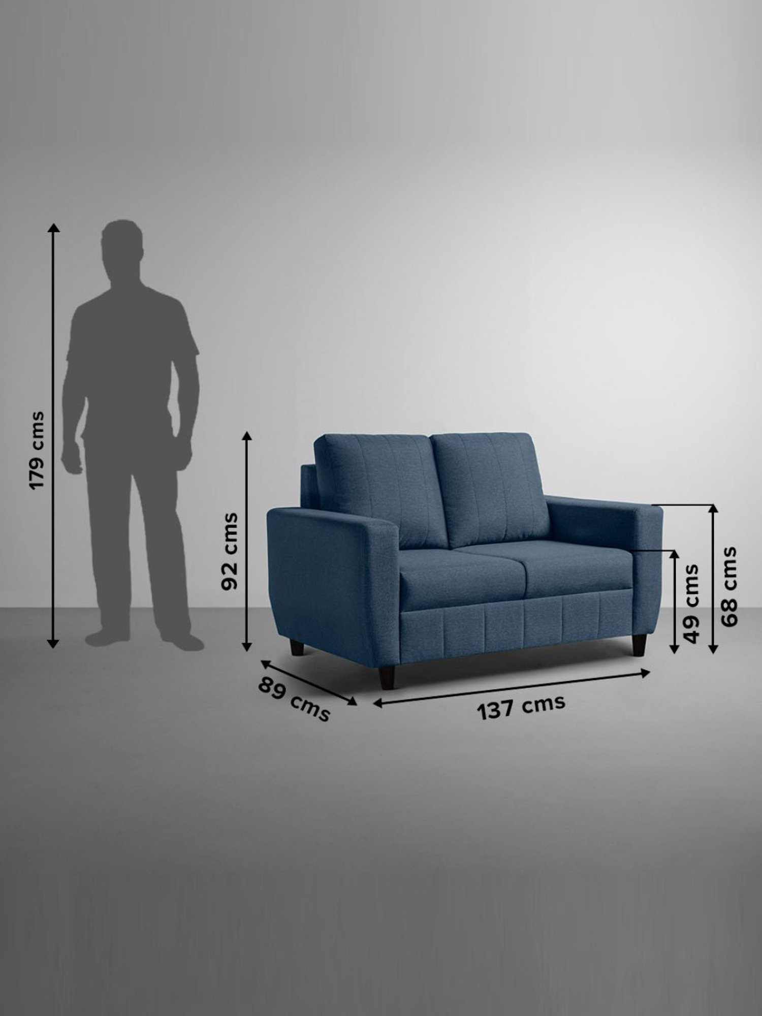 Durian Berry Black Premium Leatherette 2 Seater Sofa