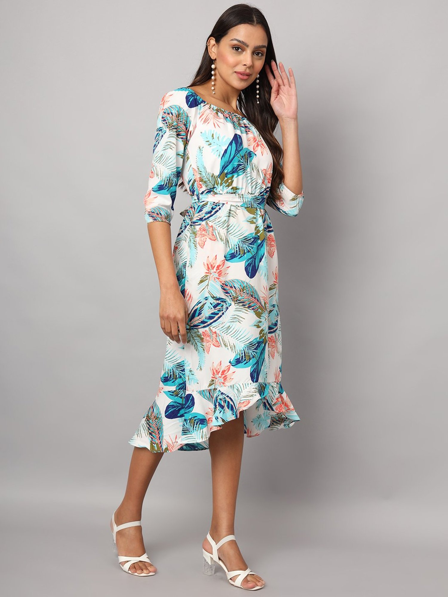 BRINNS White Printed Midi Dress