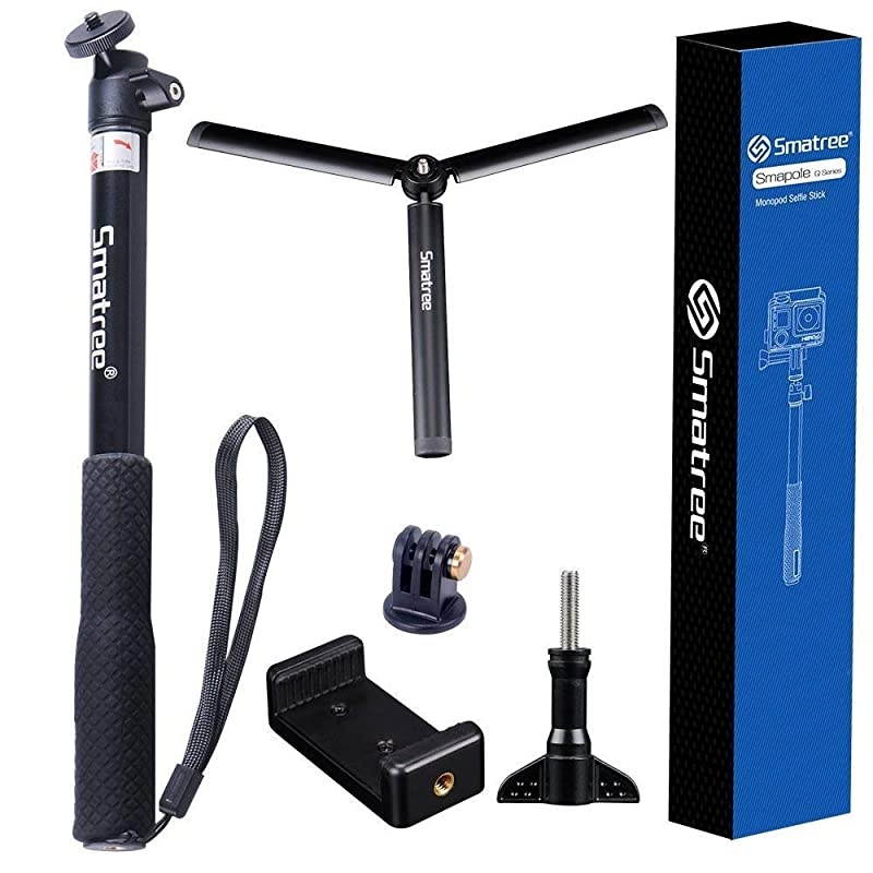 Telescoping Selfie Stick with Tripod Stand Compatible for GoPro Hero 876543+3SessionGOPRO Hero 2018CamerasDJI OSMO ActionRicoh Theta SVCompact Cameras and Cell Phones