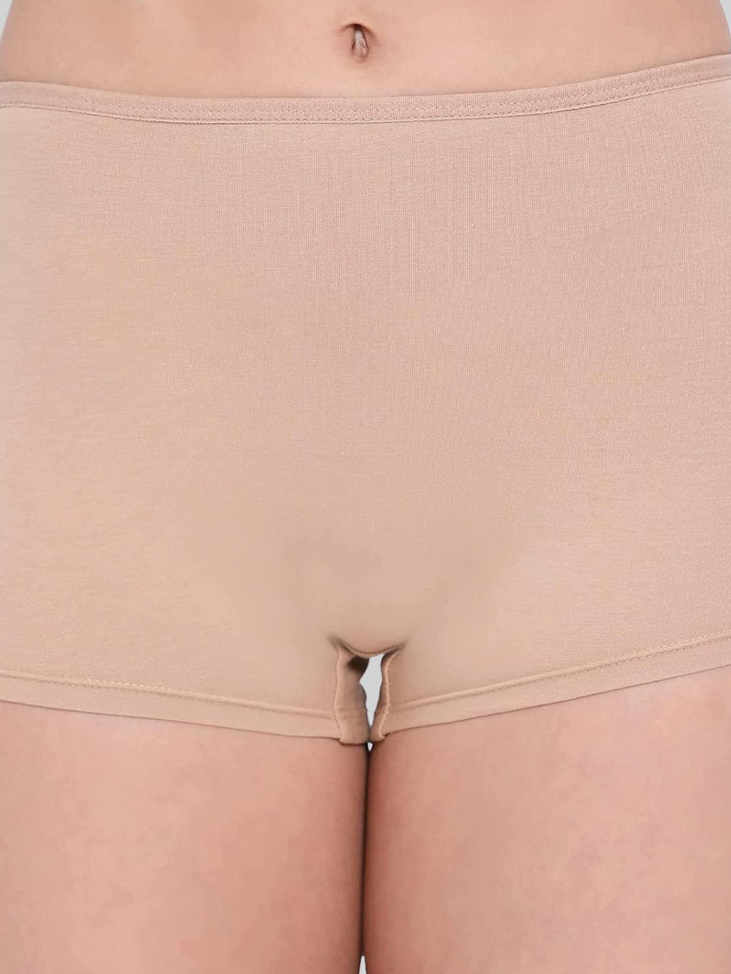 Lyra Black & Beige Cotton Boy Shorts Panties - Pack Of 2