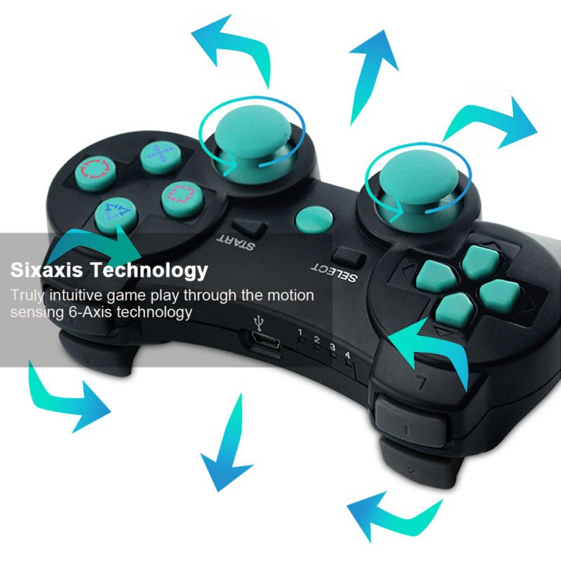 CHENGDAO PS3 Controller 2 Pack Wireless Dual Shock Gamepad for Sony Playstation 3 with Charging Cord (Black + red )