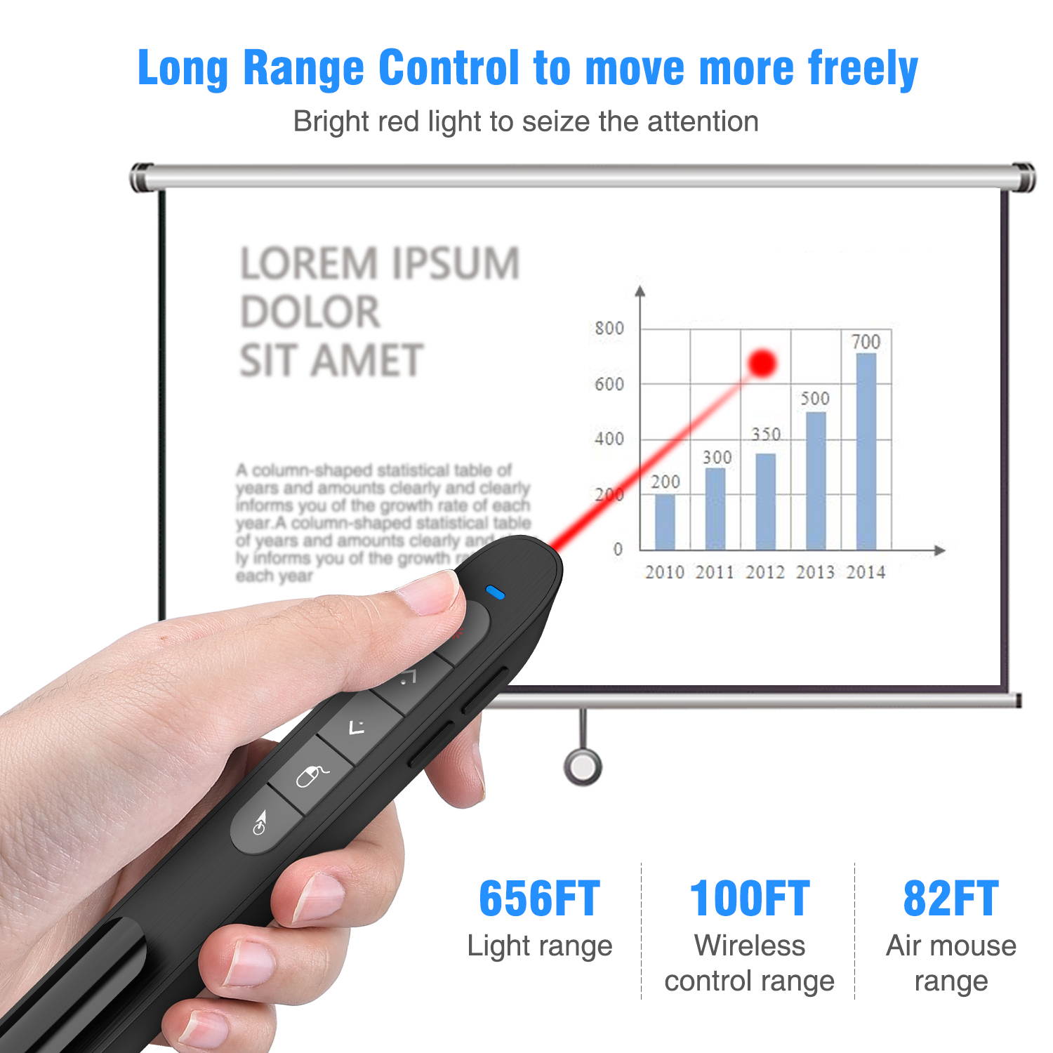 Rechargable RF 2.4G Wireless Presenter with Air Mouse PowerPoint Remote Control PPT Clicker Presentation Laser Pen